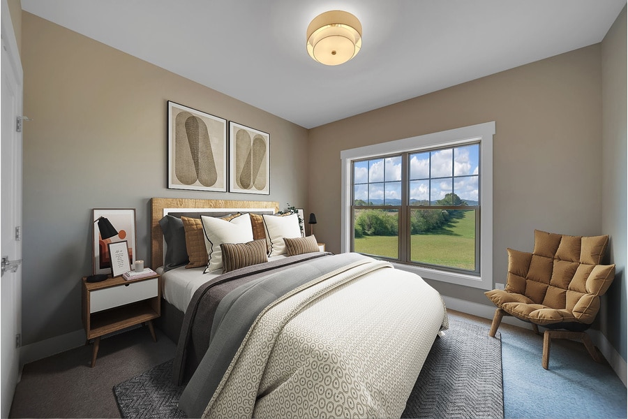 Finished bedroom in a custom home by Idell Construction